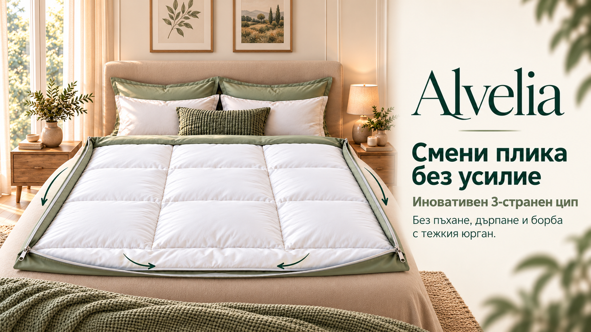 Спално бельо Alvelia с иновативен 3-странен цип 